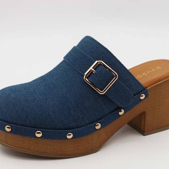 Mars Sky Shoes Wholesale - Wholesale Mules - Women's - Bamboo LUMBER-02 Women Wooden Block Heel Studded Mules-12 Pairs Pack-24.25/Pair1