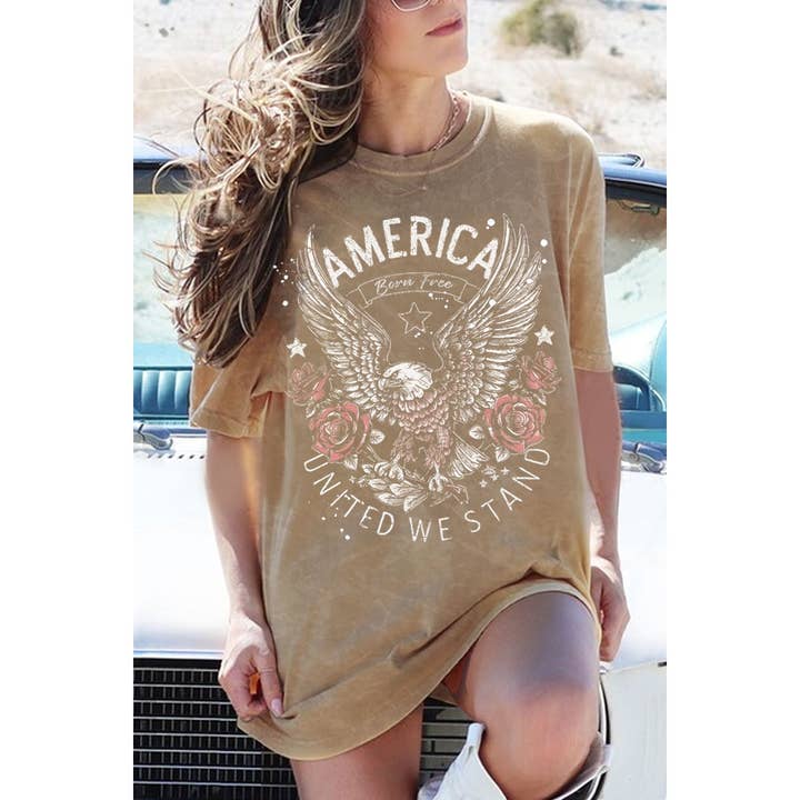 AMERICA UNITED WE STAND OVERSIZED MINERAL GRAPHIC TEE for wholesale by HRTandLUV