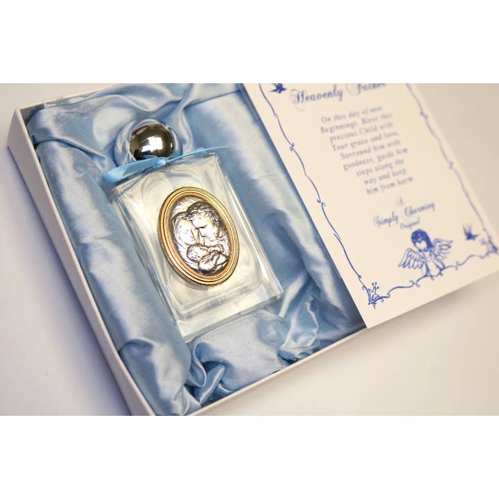 Simply Charming - Wholesale Water Bottle - Baptism Holy Water Bottle/blue Bow