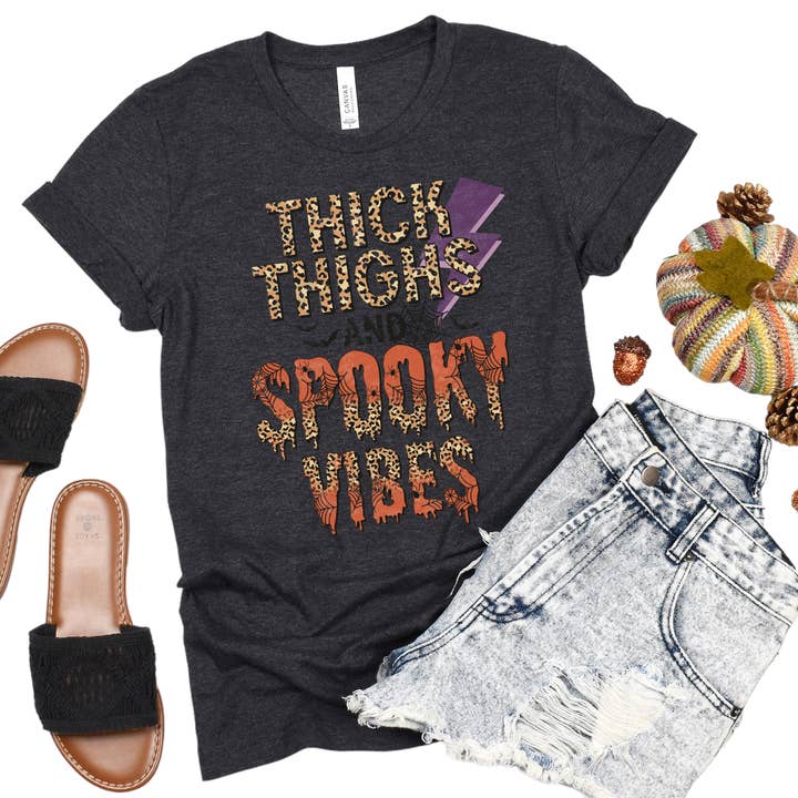 Thick Thighs and Spooky Vibes DTF Transfer Film for wholesale by iHeartCustoms