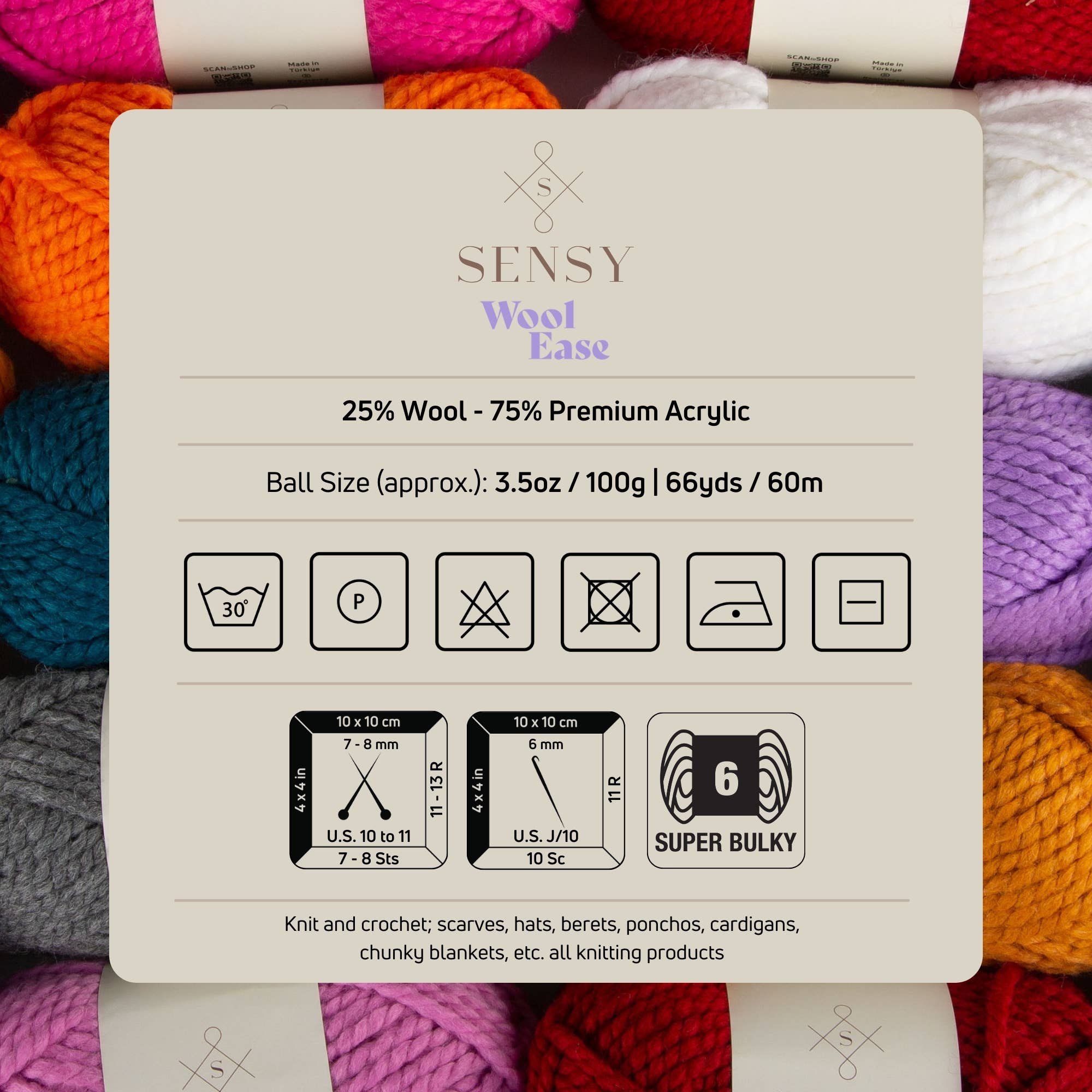 Sensy - Wholesale Yarn - Sensy Wool Ease Yarn, 3.5 oz, 66 Yards, Gauge 6 Super Bulky13