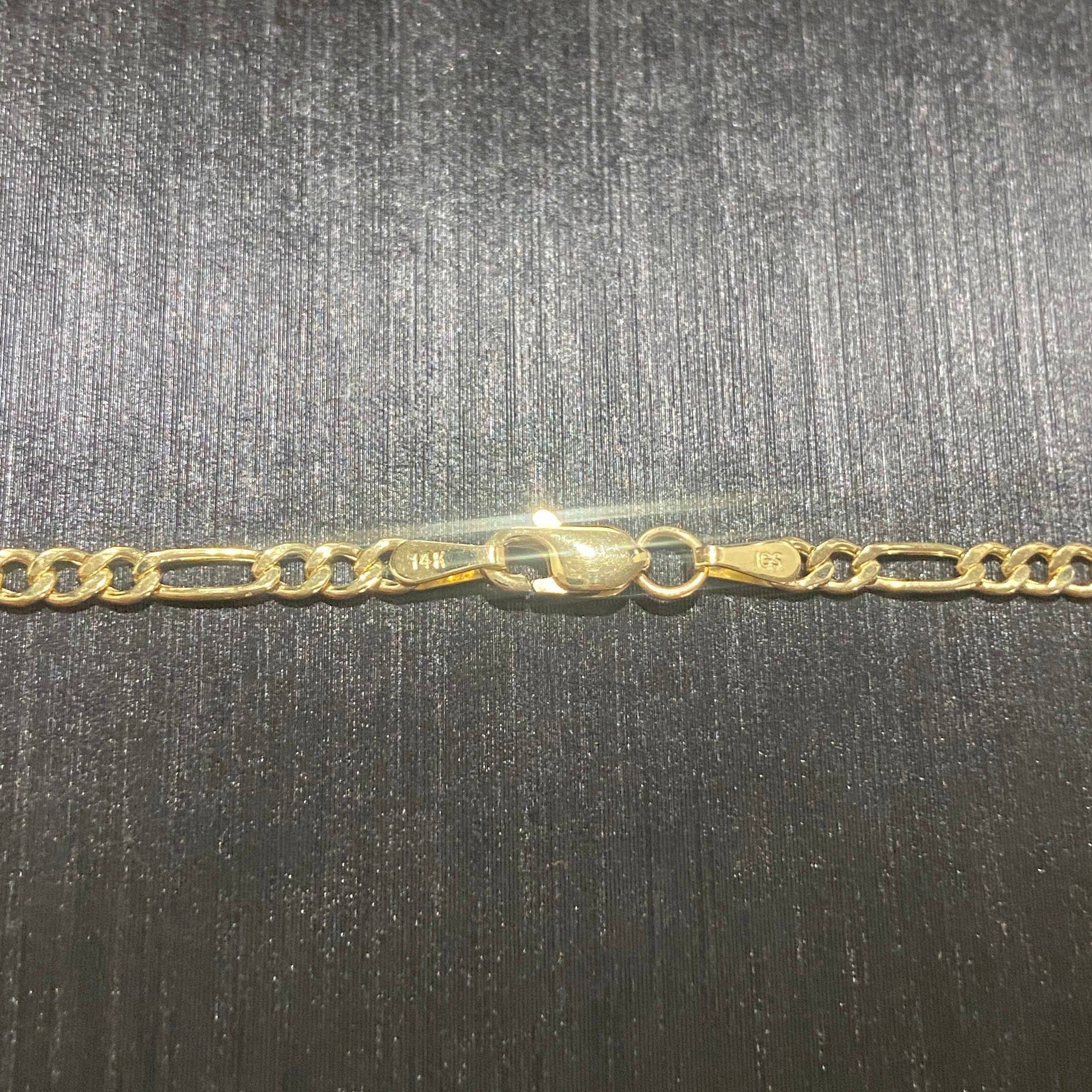 Prestige Jewelry - Venta al por mayor Collares de cadenas y eslabones - Cadena Figaro de Oro Macizo de 14k de 18 pulgadas y 3 mm1