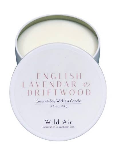 English Lavendar + Driftwood Wickless Candle 6.5 oz for wholesale by Wild Air