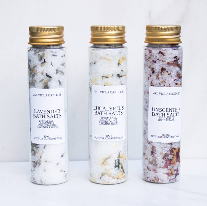 Val Viola Candles - Wholesale Bath Salts - Aromatherapy Bath Salts – 80ml Tube | Natural |Essential Oil1