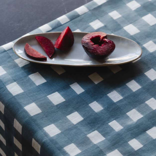 Blue Cross Hatch Runner for wholesale by Goldie Home