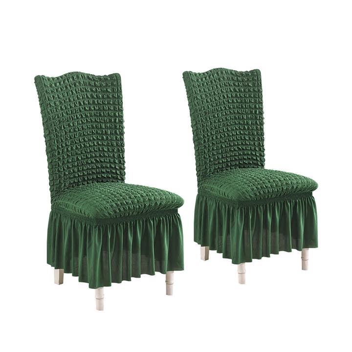SOGA 2X Dark Green Chair Cover Seat Protector with Ruffle Skirt Stretch Slipcover Wedding Party Home Decor for wholesale by SOGA International Pty Ltd