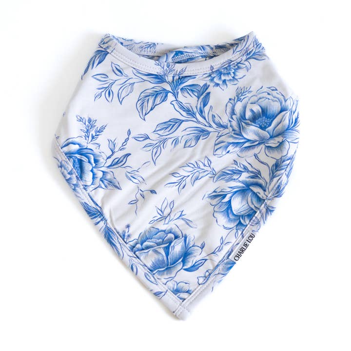 Blue Toile | Bamboo Snap Bib for wholesale by Charlie Lou Baby