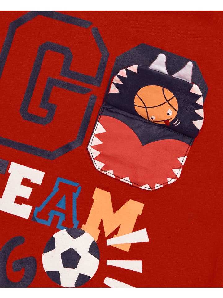 tuc tuc - Wholesale T-Shirt - Kids - Red children's sports design T-shirt with the text GO TEAM2