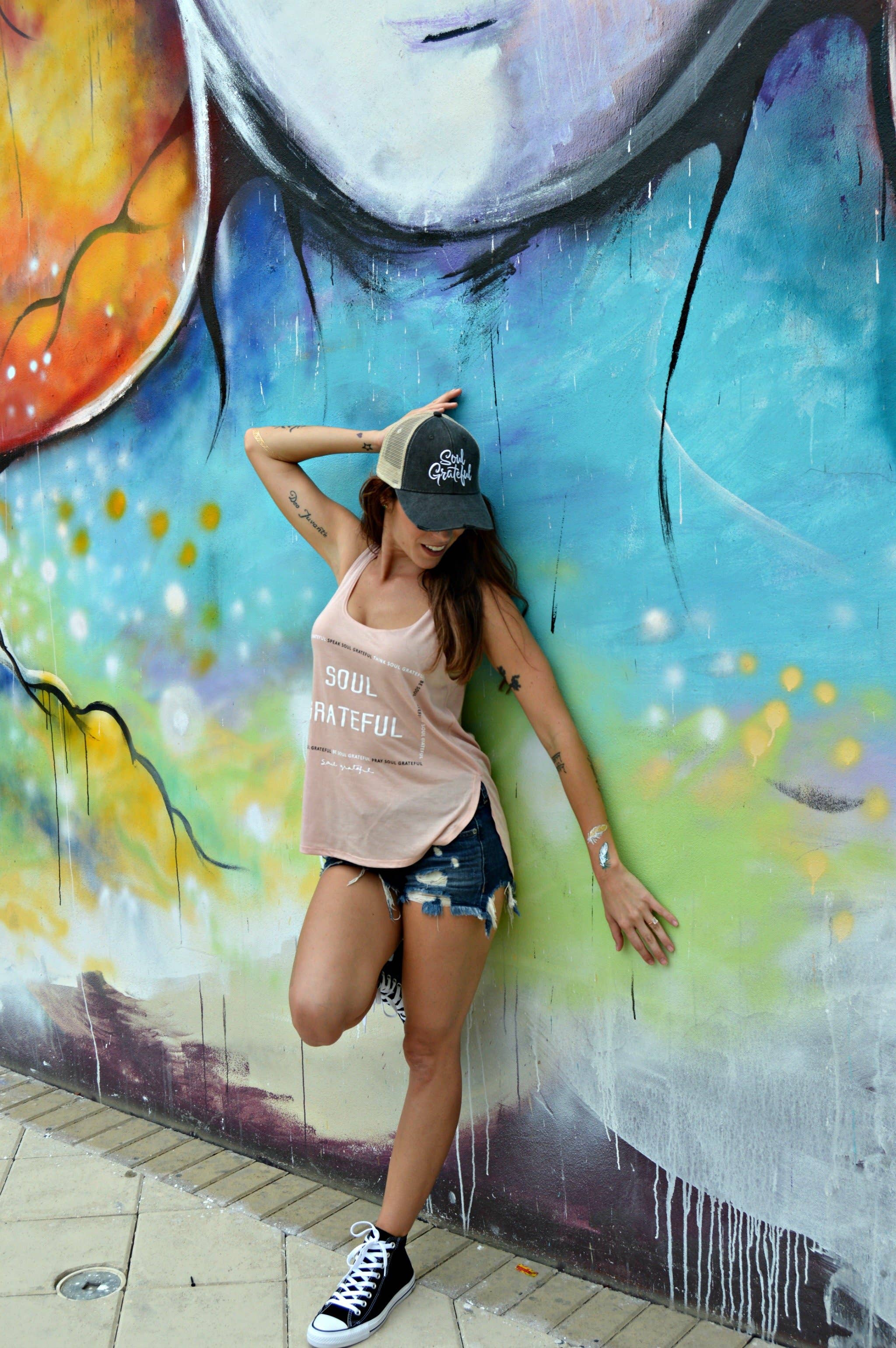 Peach The Soul's Daily Chants Flowy Side Slit Tank for wholesale on Faire4