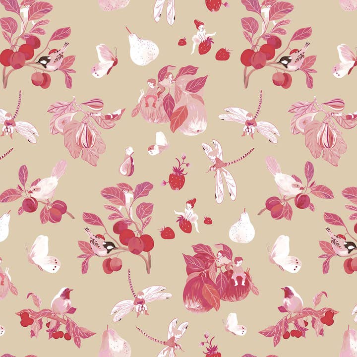 GARDEN PARTY Framboise tygkupong för wholesale av Little Cabari