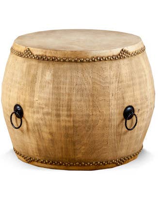 Tavolo da tamburo in legno con piano in pelle naturale per la vendita all'ingrosso da parte di Asian Accents