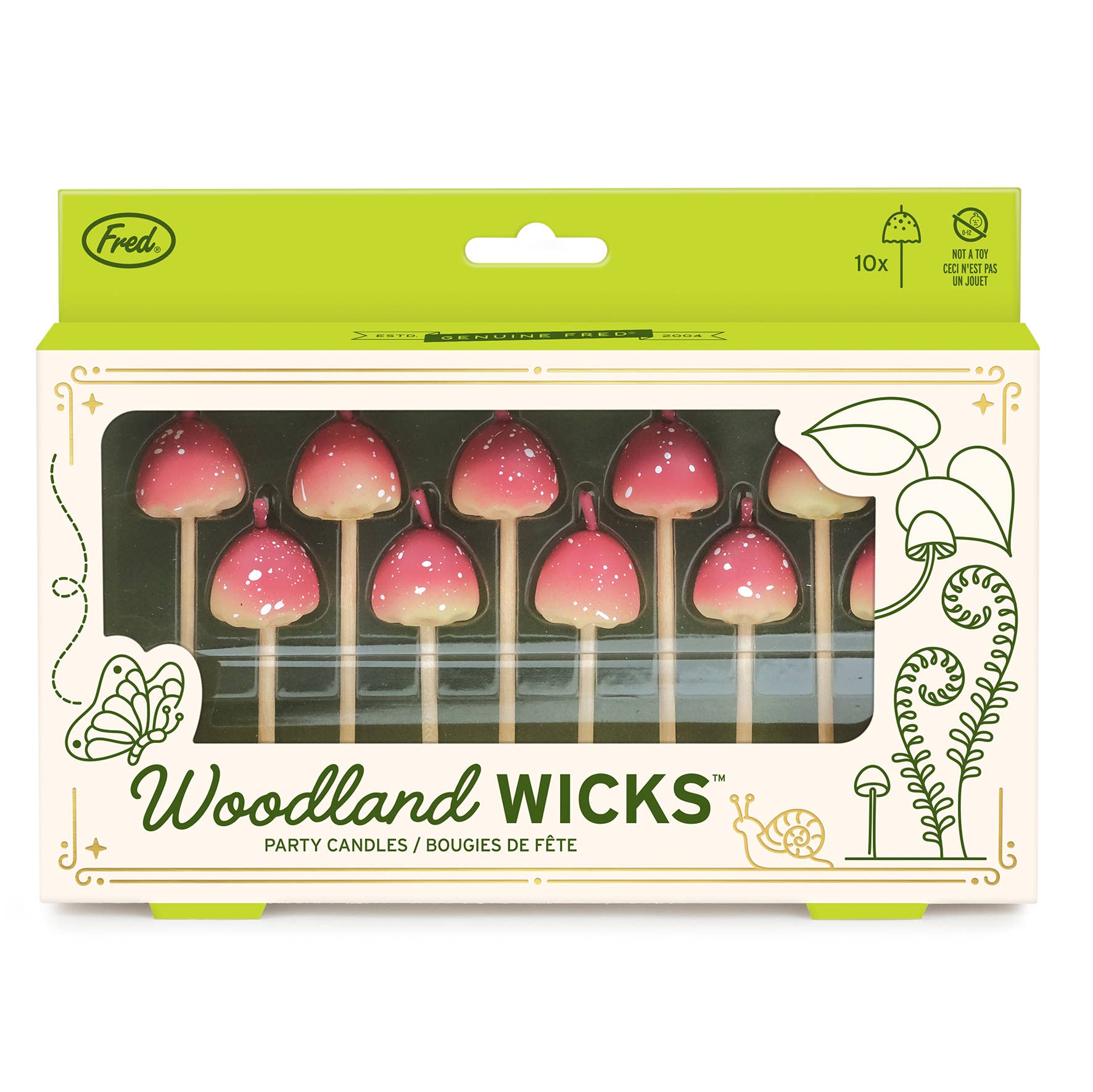 Nibble Distributors Ltd - Wholesale Cake candle - Fred Pack of 10 Mushroom Cake Candles1
