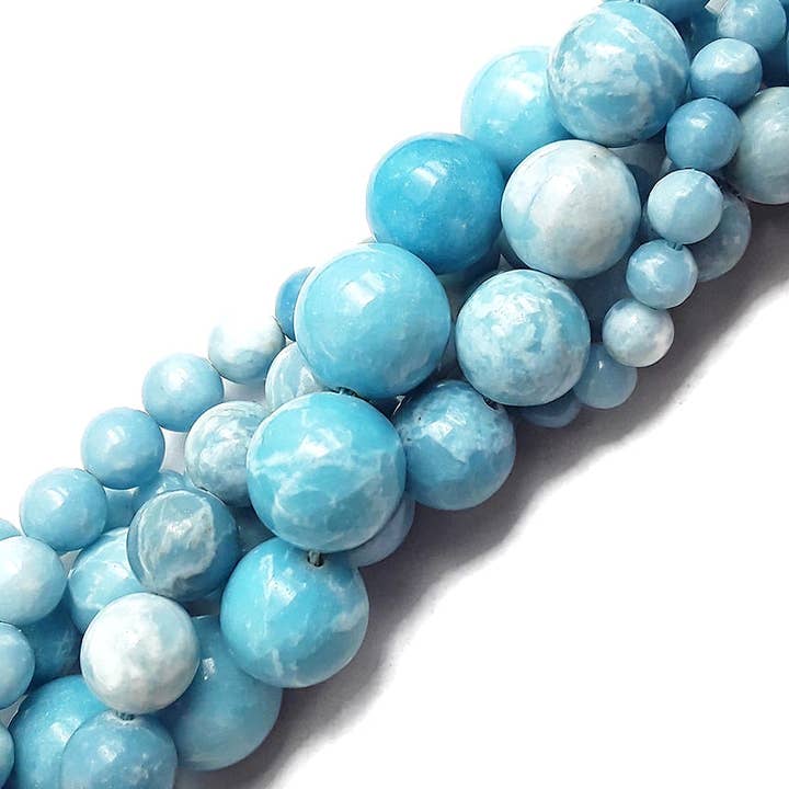 CRCBEADS - Wholesale Kralen - Larimar Kwarts Gladde Ronde Kralen 6mm 8mm 10mm 12mm 14mm 15,5" Streng1