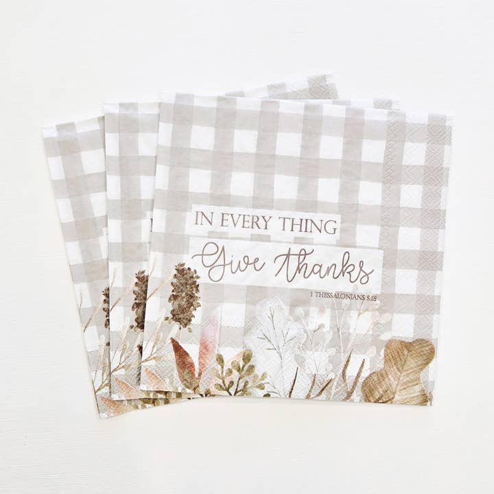 Give Thanks Paper Napkins | 20 ct Scripture Napkins for wholesale by Pearls of Parchment