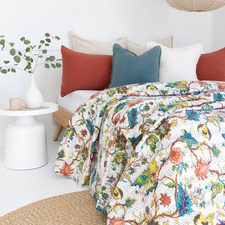 Indian Kantha Quilt Blanket Bedspread Coverlet - CHESTER for wholesale by Linen Connections
