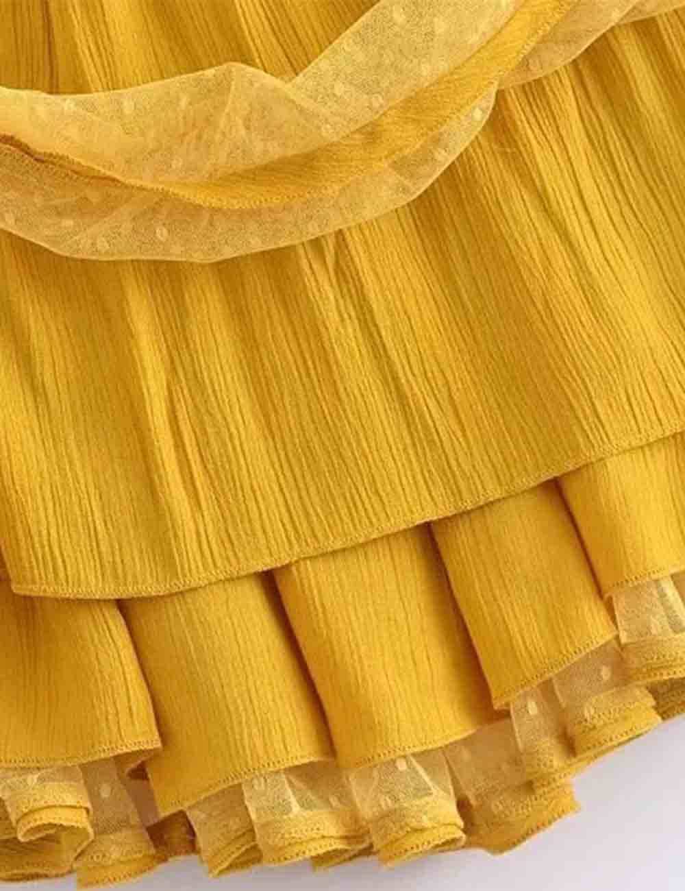 Sweetkama - Wholesale Dress - Women's - Ladies Solid Color V-Neck Mesh Dot Halter String Shoulder Mini Dress4