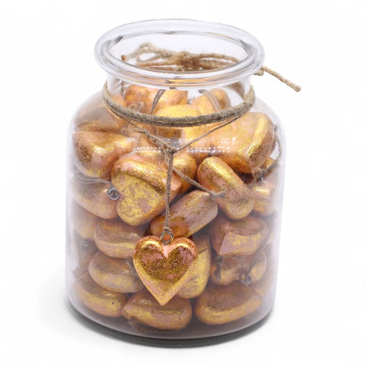 Decor Wood Hearts - Lavender Gold (50) - in Jar for wholesale by Ancient Wisdom