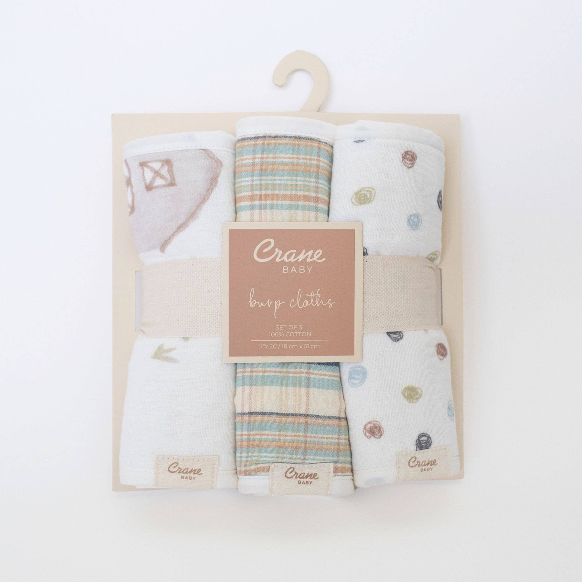 Crane Baby - Vente Set de bavoirs d'épaule – bébé - Ensemble de 3 langes de ferme avec tracteur Charlie6