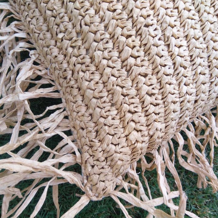 Urban Adorn - Venta al por mayor Funda de cojín - Funda de cojín con flecos de rafia natural hecha a mano