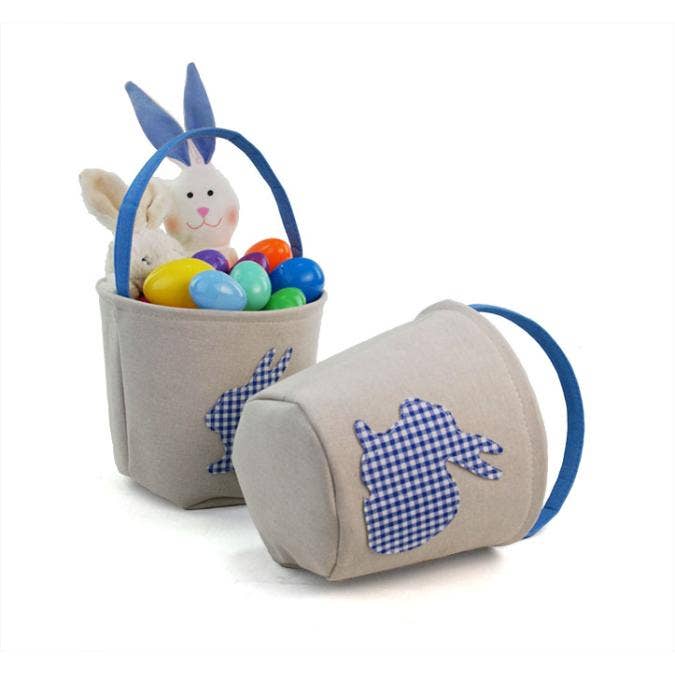 Buhi Imports – wholesale Basket – Easter Fabric basket with Gingham Bunny 1