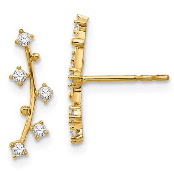 Barre polie avec boucles d'oreilles en oxyde de zirconium pour la vente par AlkemeGold