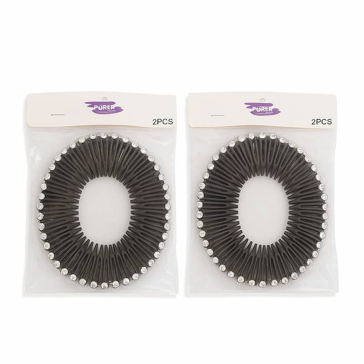 Majestic Wholesale - Vendita all'ingrosso Elastico per capelli - Portacoda di Cavallo con Cristalli a Zigzag, Colori Assortiti, 2 pezzi, 12CT1