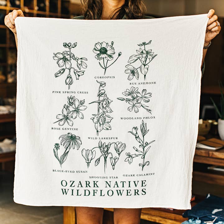 Strofinaccio con Fiori Selvatici Nativi di Ozark per la vendita all'ingrosso da parte di Hillfolk