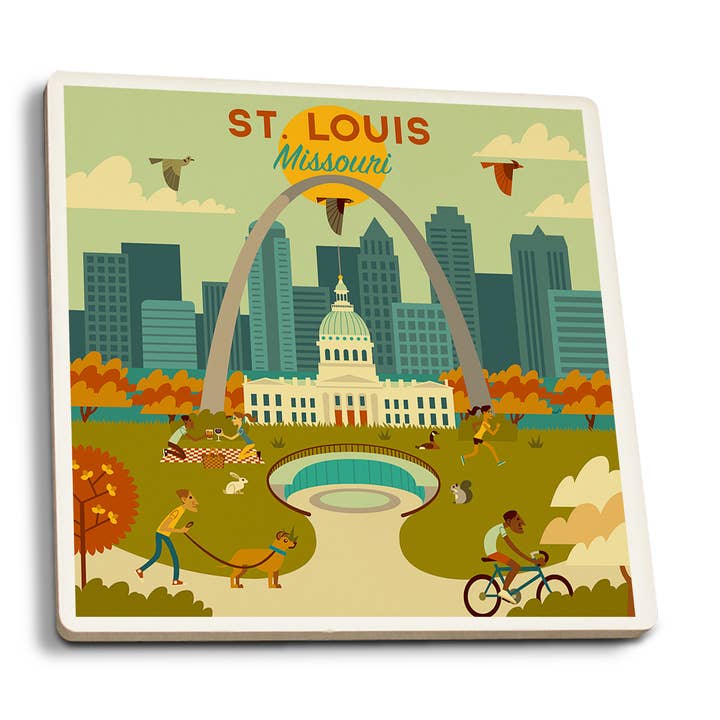 Ceramic Coaster St. Louis, Missouri, Geometric for wholesale by Lantern Press