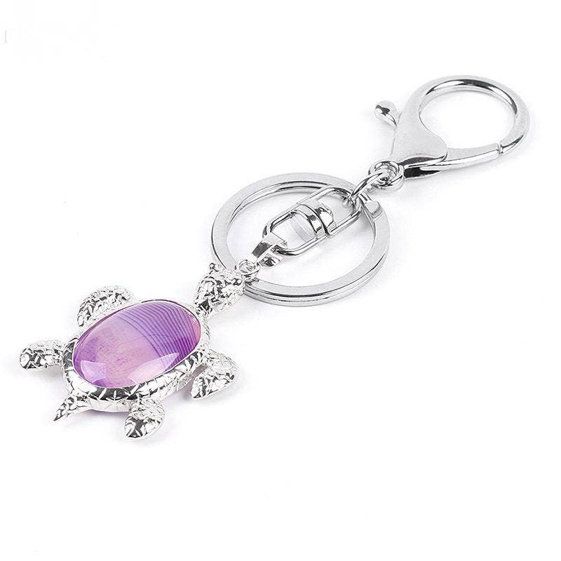 Mio Queena – Großhandel Schlüsselanhänger – Damen – Schlüsselanhänger mit Schildkrötenanhänger und eingefasstem Naturstein10