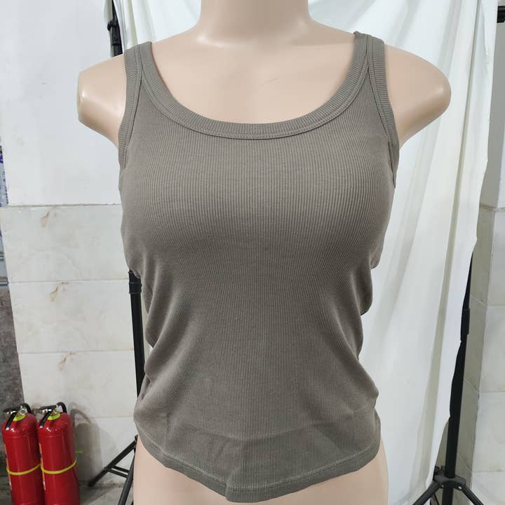 Rosa Clothing - Wholesale Tank Top - Women's - Essential basic rib tank top with built in bra in 13 colors35