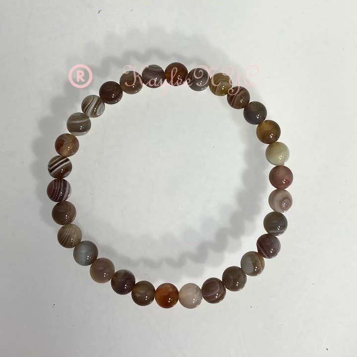 KayleeNYC - Wholesale Beaded Bracelet - Natural Botswana Agate 6mm 7.5” Stretch Bracelets2