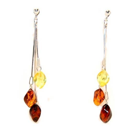 Multi Color Amber Earrings with 925 Sterling Silver for wholesale by The Natural Amber