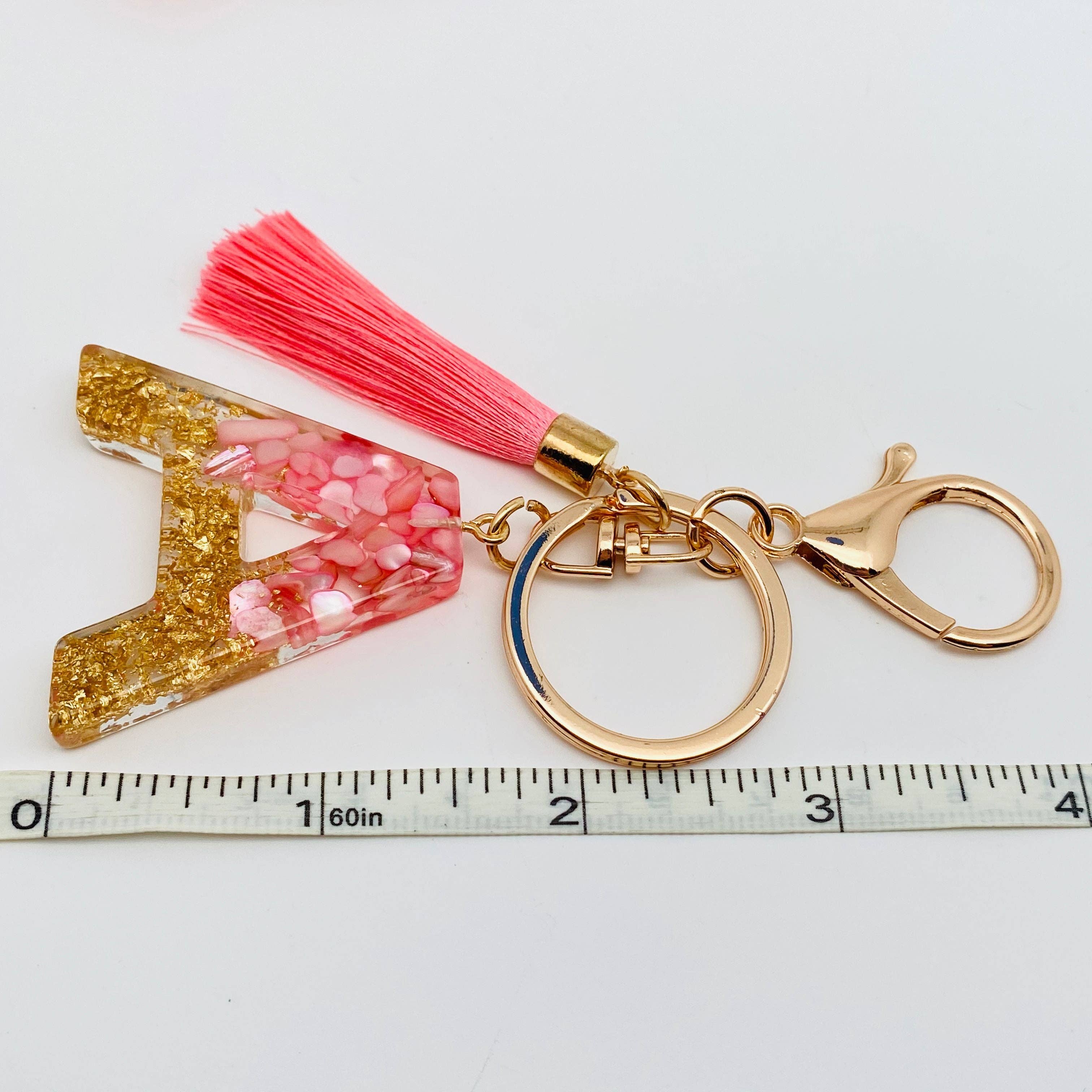 Mio Queena – wholesale Keychain – Women's – Pink Tassel Keychain 26 English Letter Pendant1