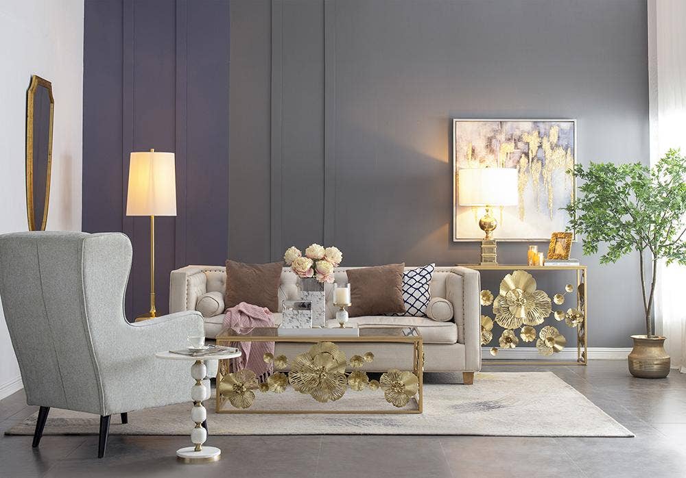 A&B Home Group Inc. – Candeeiro de secretária/decorativo por atacado – Candeeiro de Mesa D18x27,5" - Dourado/Branco12