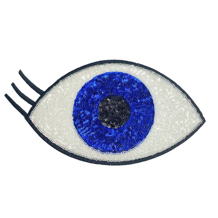 Evil Eye Patchs à repasser à grandes paillettes pour cils noirs pour la vente par Karens Line