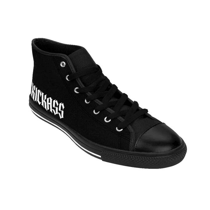 black STRONG KICKASS men's high top sneakers for wholesale on Faire7