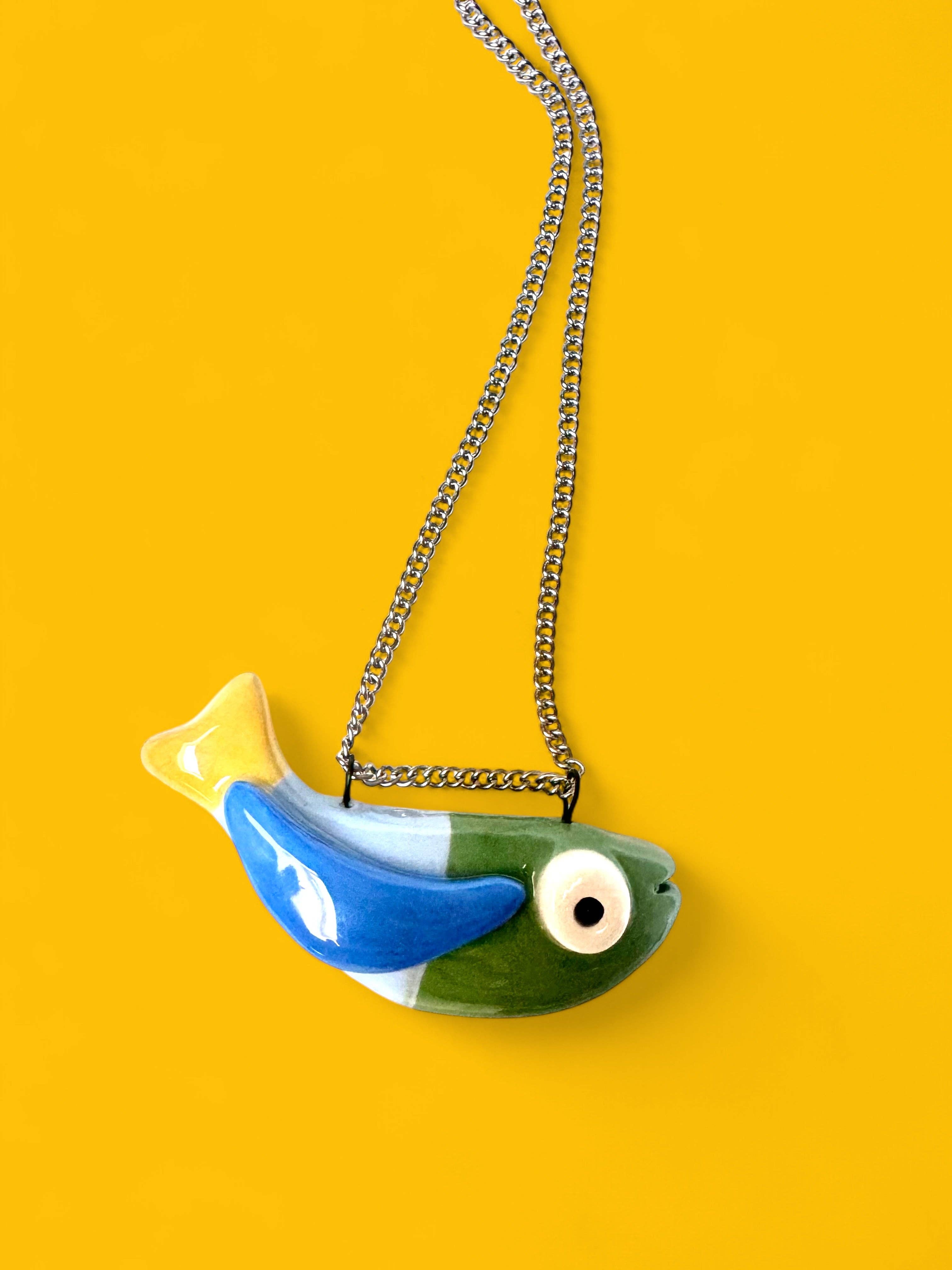 Thetis Art Studio - Vente Colliers à pendentif - Pendentif Poisson en Céramique (avec collier)1