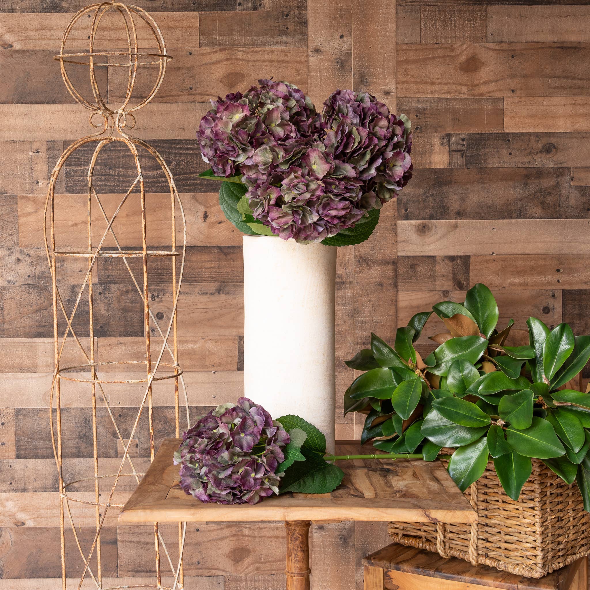 Mills Floral Company - Wholesale Artificial Flowers - Real Touch Hydrangea - 29 Inch - Antique Burgundy2