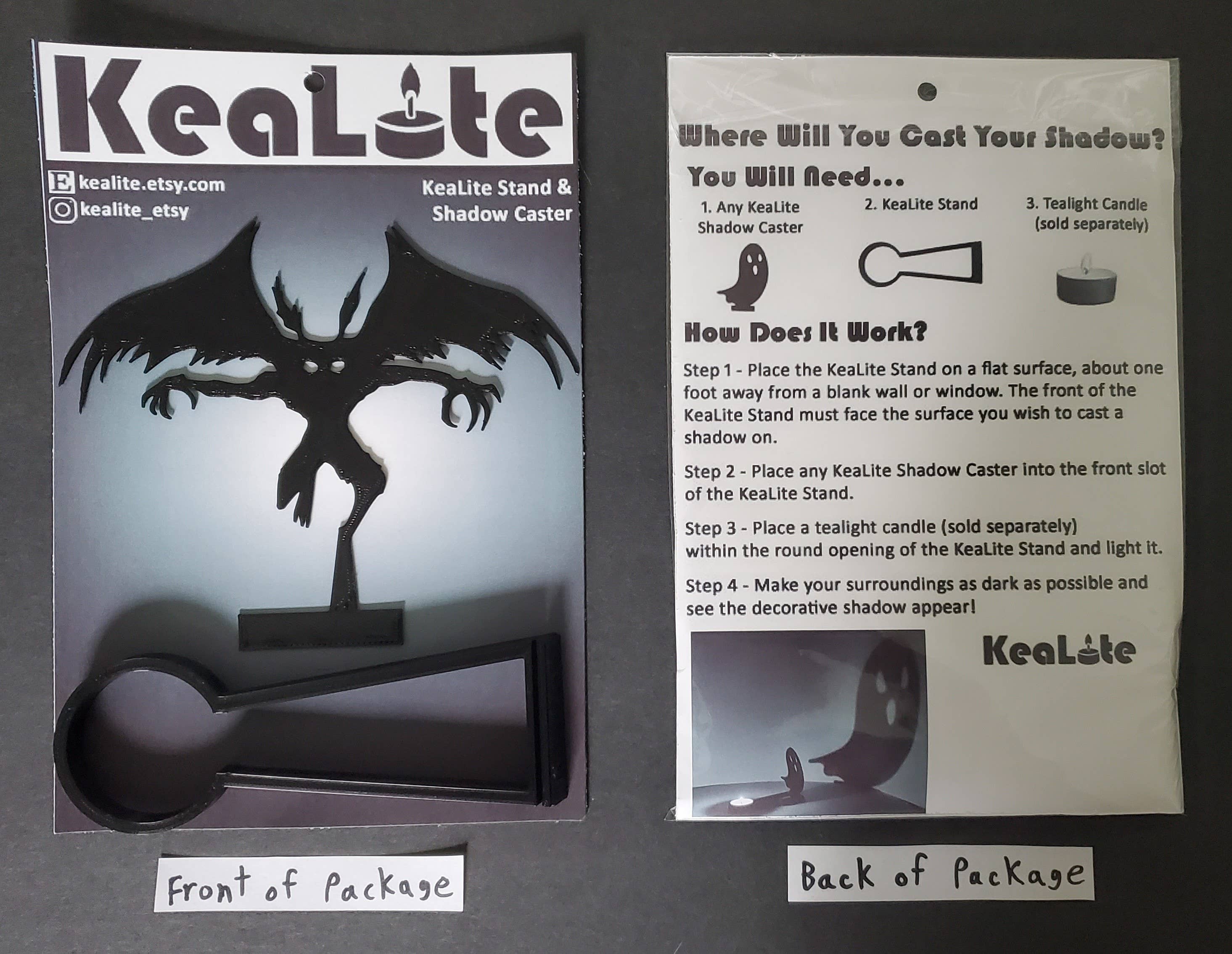 KeaLite - Wholesale Decorative Tabletop Object - KeaLite Mothman Shadow Caster and KeaLite Stand1