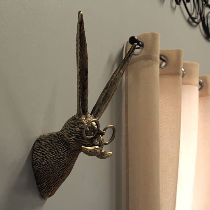 Zeckos - Wholesale Wall Decor - Kids & Baby - Gold Finish Hare Head Wall Hanging with Round Glasses