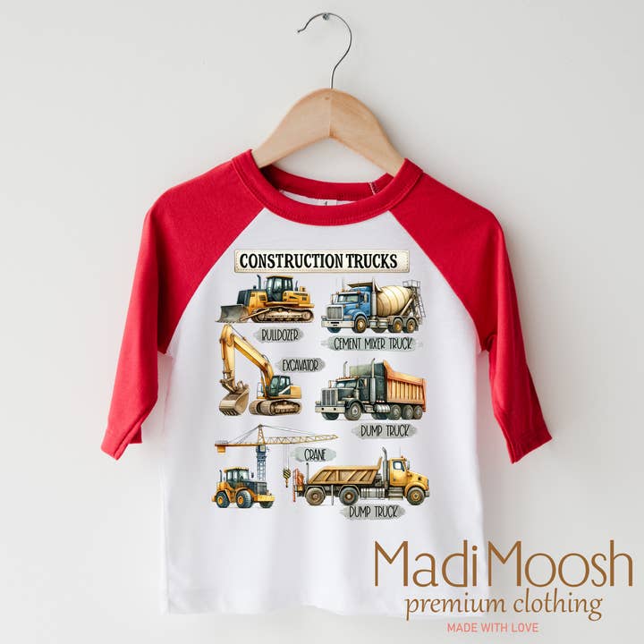 Madi Moosh - Vente T-shirt sérigraphié – enfant - T-shirt camions de construction - Excavatrice2