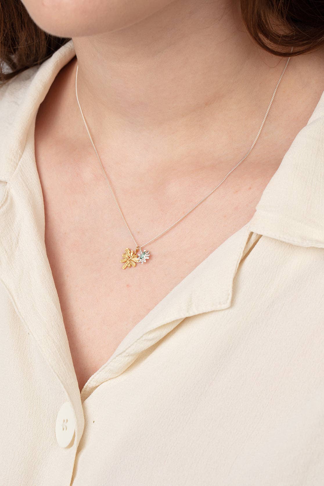 Amanda Coleman Jewelry - Vendita all'ingrosso Collana con ciondolo/pendaglio - Collana con fiore di margherita e foglia di aralia3