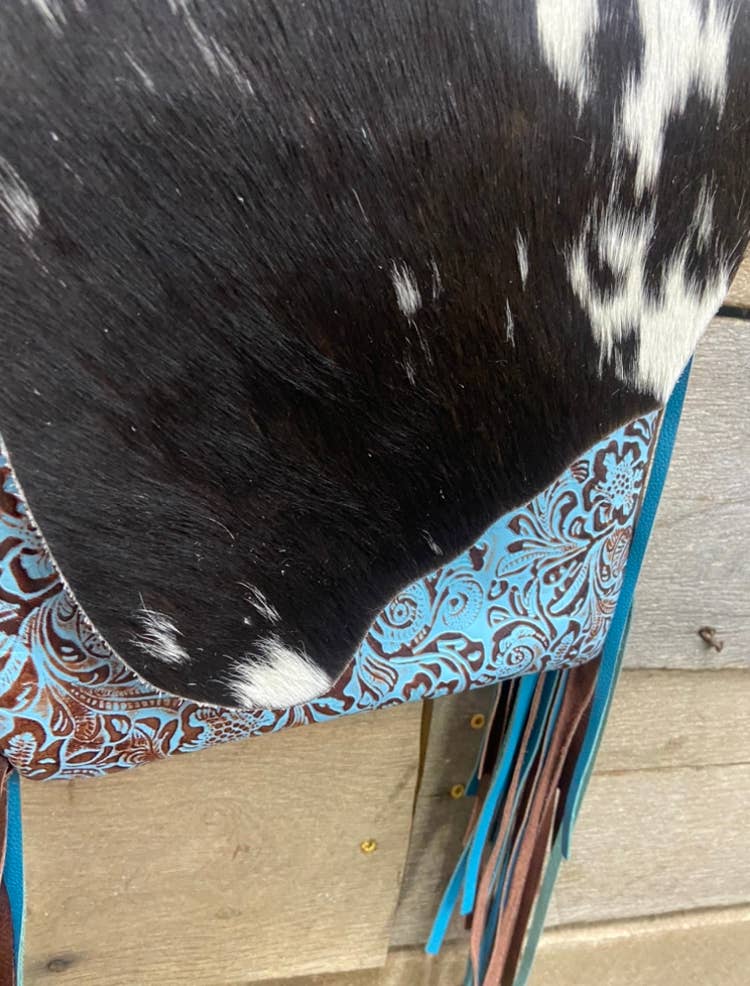 Texas Western Cowhide Bags and More - Vente Sac à bandoulière – femme - Sac western à franges en cuir de vachette usiné Myra - Sac à bandoulière4