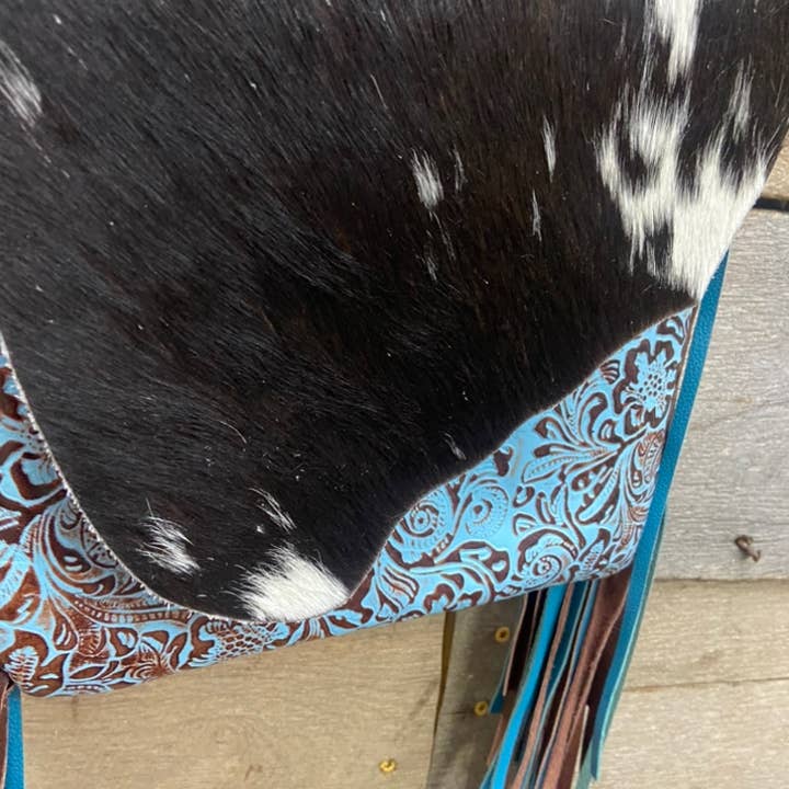 Texas Western Cowhide Bags and More - Vente Sac à bandoulière – femme - Sac western à franges en cuir de vachette usiné Myra - Sac à bandoulière4