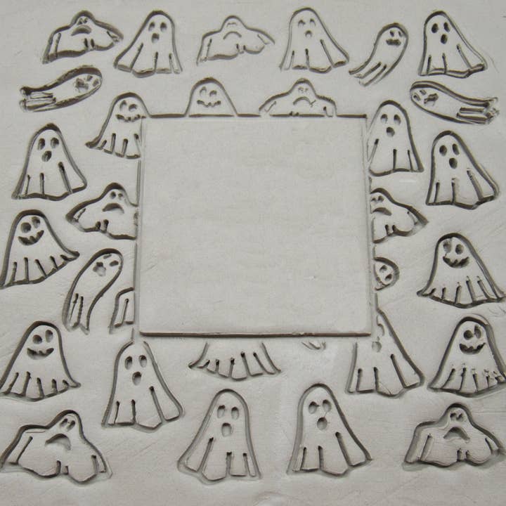 Halloween Ghost Background or Frame Stamp for wholesale by A Mayes Pottery