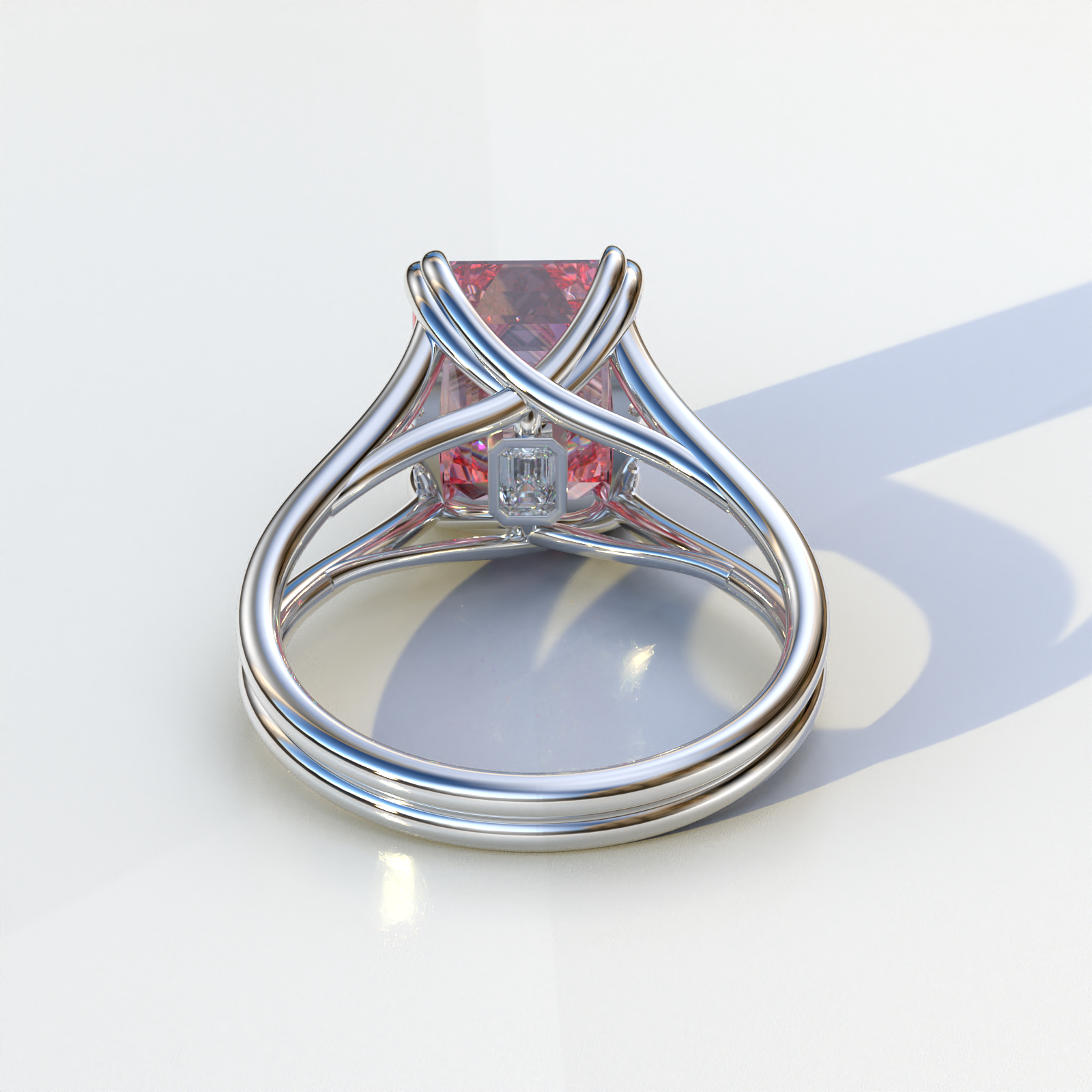 Mohana Jewels - Luxury – Anel de noivado por atacado – Anel de Noivado com Diamante Cultivado em Laboratório Rosa Intenso Fancy Corte Esmeralda - Tesira5