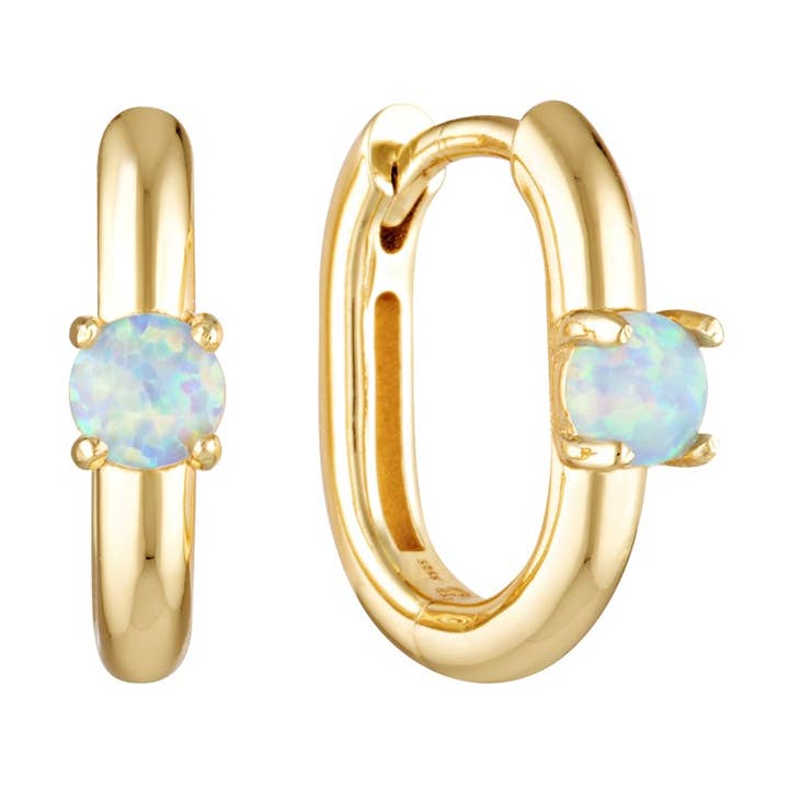 Opalite Huggie Hoop Earrings for wholesale by BOWERBIRD JEWELS