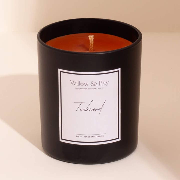 Vela de soja de madera de teca 200g para venta al por mayor de Willow & Bay Scents