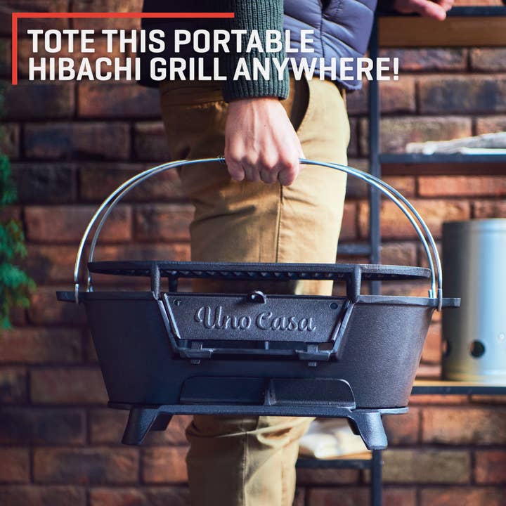 Uno Casa - Wholesale Outdoor Grill Tools - Uno Casa Hibachi Grill - Pre-Seasoned Small Charcoal Grill