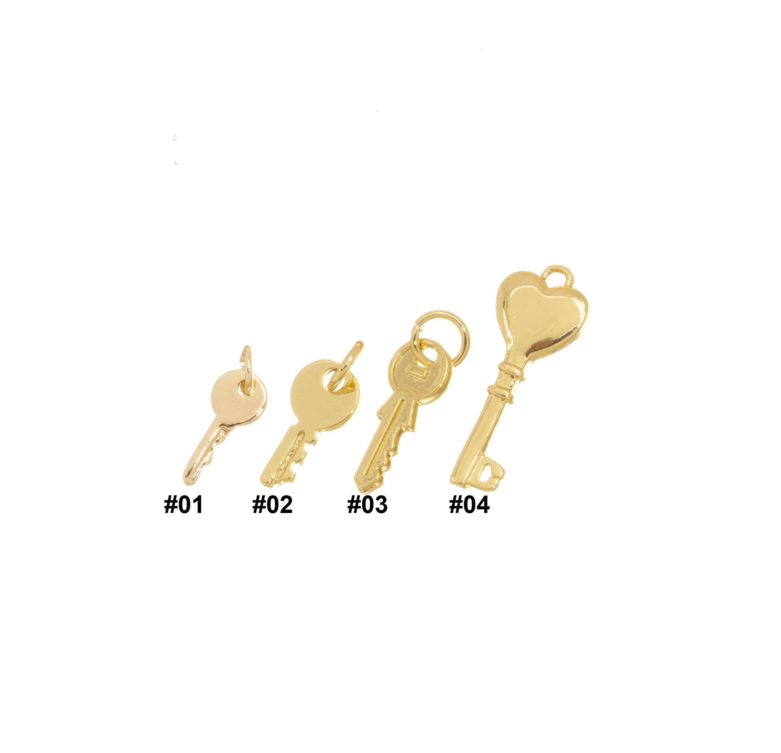 Jewel Pledge - Wholesale Individual Charm/Pendant - Gold Key Charm for Jewelry Making